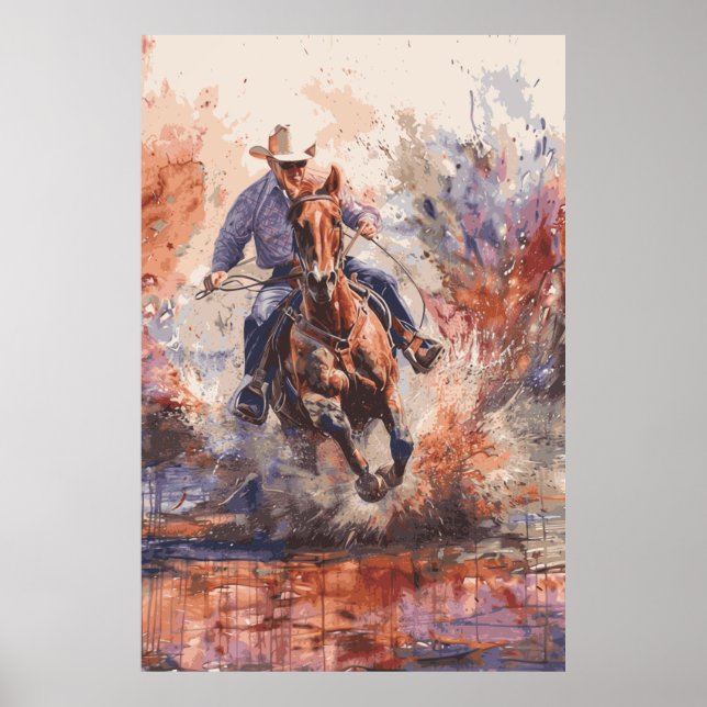 Horse Lover Cowboy Poster de Arte Occidental (Frente)