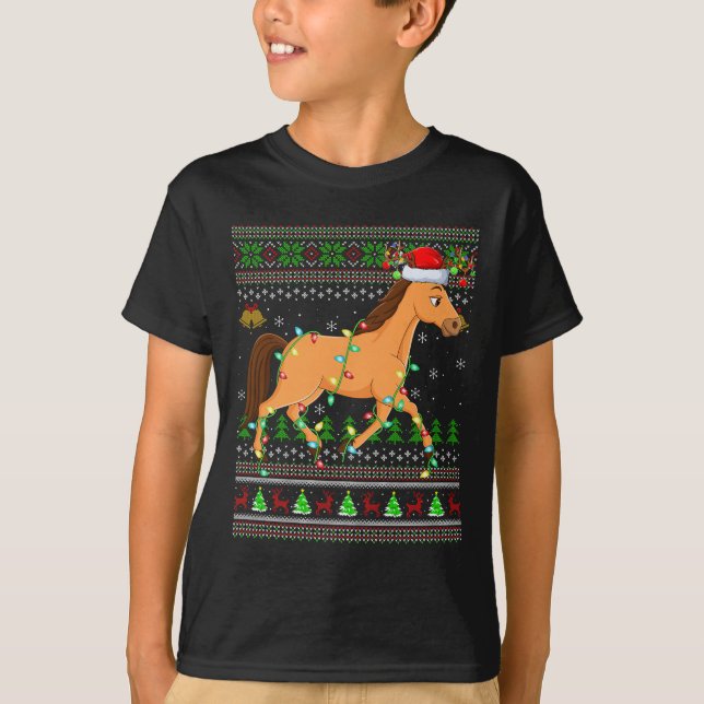 Horse Ugly Christmas Sweaters Holiday Santa Cute X (Anverso)