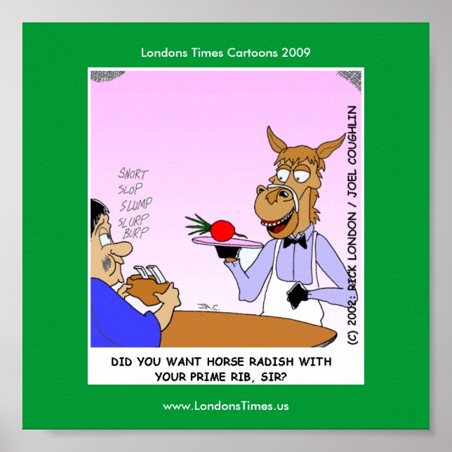 Horse Waiters Funny Cartoom Posters (Frente)
