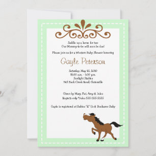 HORSE Western Cowgirl 5x7 Invitación Baby Shower