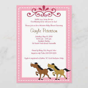 HORSE Western Cowgirl 5x7 Invitación Baby Shower