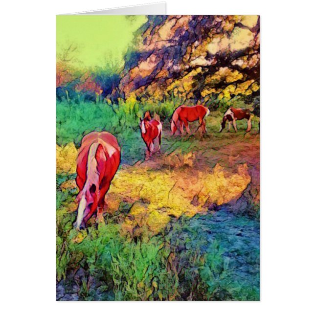 Horses Blank Inside Greeting Card (Frente)