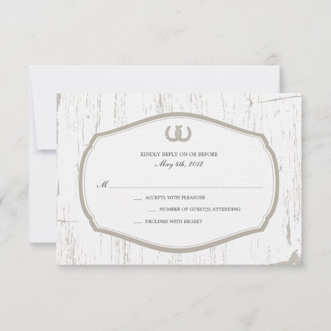 Horseshoe Rustic Barn Wedding RSVP (Anverso)