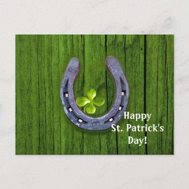 Horseshoe Shamrock 2 postal del Día de San Patrici (Anverso)