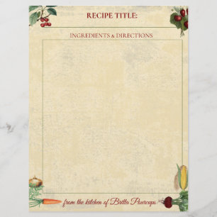 Hortalizas de frutas membrete personalizado de la 