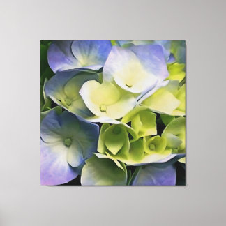 Hortensia Blossom Arte Botánico Azul Y Amarillo