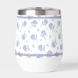 Hortensia Botánica Azul y Blanco Patrón Toile
