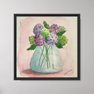 Hortensia en impresión suave de acuarela original