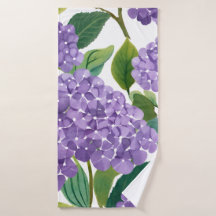 Hortensia Púrpura Acuarela Floral Costera