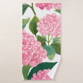 Hortensia Rosa Acuarela Floral Costera