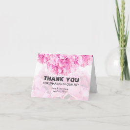 Hortensia rosa tarjeta de agradecimiento boda hort