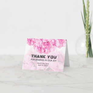Hortensia rosa tarjeta de agradecimiento boda hort