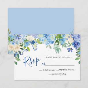 Hortensias Azul Claro Tarjeta de RSVP de Acuarela