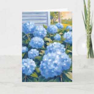 Hortensias Azules Tarjeta de Acuarela de Nueva Ing