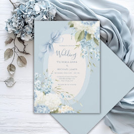 Hortensias Blancas Azules Invitación de Boda Vinta