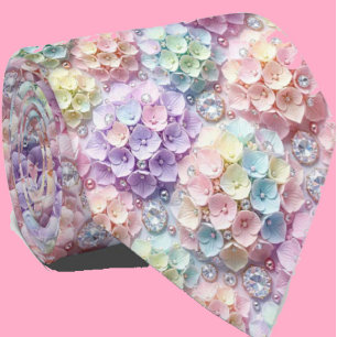 Hortensias y Diamantes   Corbata de Cuello de Arco