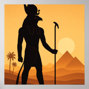 Horus Egipto Dios Desierto Sunset Arte Poster