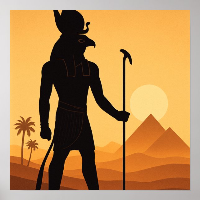 Horus Egipto Dios Desierto Sunset Arte Poster (Frente)