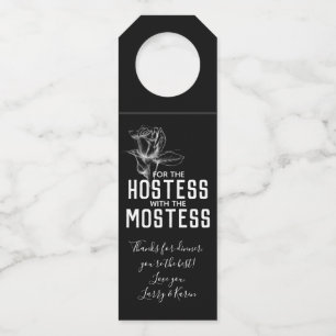 Hostess Gift Wine Floral Rosa Botella Etiqueta de