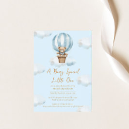 Hot Ballon Teddy Bear Boy Invitación Baby Shower