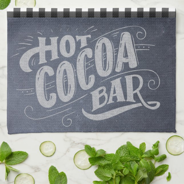 Hot Cocoa Bar Chalkboard Kitchen Toalla (Doblado)