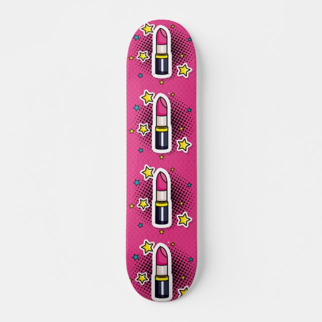 Hot Diva Chica Pop Art Lipstick Skateboard Decks (Anverso )