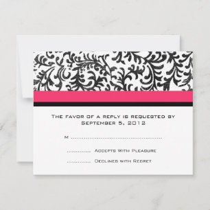 Hot Pink and Black Wedding RSVP