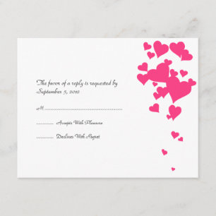Hot Pink and White Hearts Wedding RSVP
