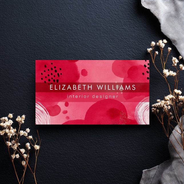 Hot Pink Boho Modern Minimalist Business Card (Subido por el creador)