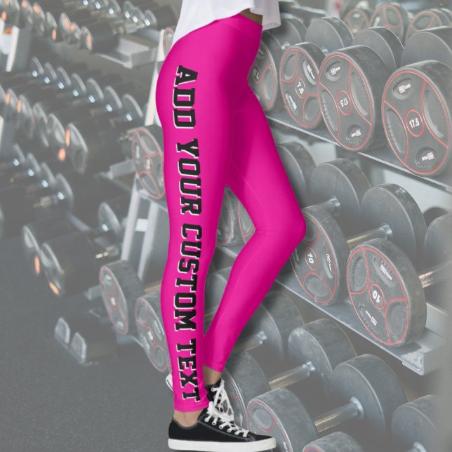 Hot Pink Custom Text Personalized Leggings Design (Subido por el creador)