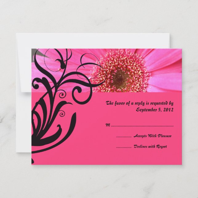 Hot Pink Daisy Wedding RSVP (Anverso)