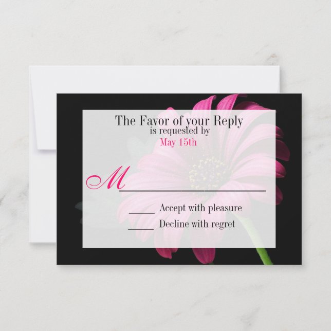 Hot Pink Fuchsia Gerber Daisy Flower Wedding RSVP (Anverso)