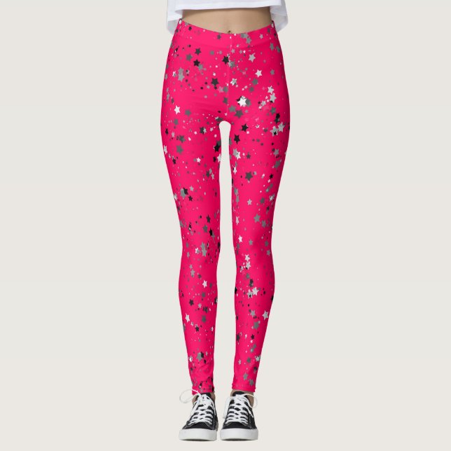 Hot pink funky leggings with stars (Anverso)