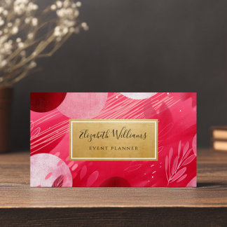 Hot Pink Gold Abstract Business Cards