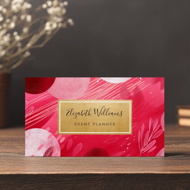 Hot Pink Gold Abstract Business Cards (Subido por el creador)