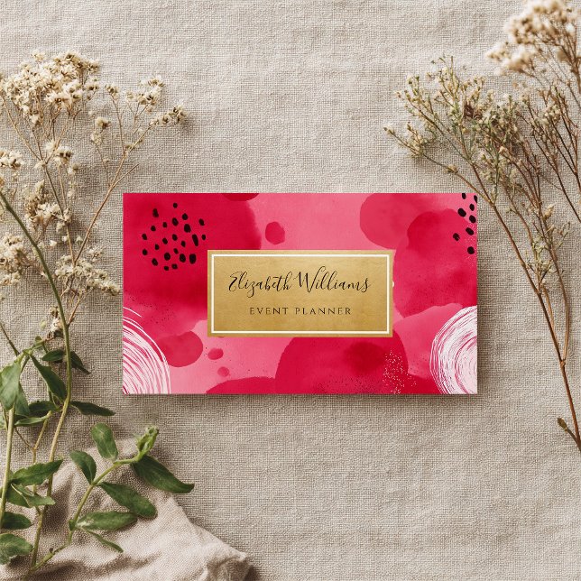 Hot Pink Gold Abstract Business Cards (Subido por el creador)