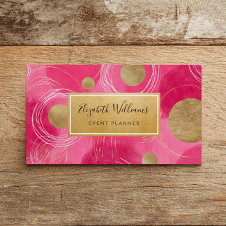 Hot Pink Gold Abstract Business Cards