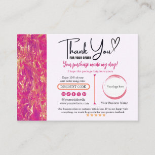 Hot Pink Gold Gracias Tarjeta De Negocios