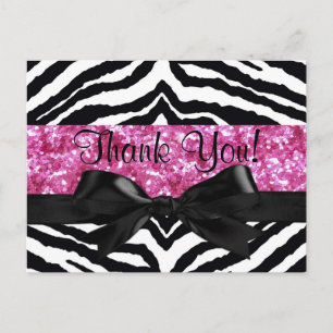 Hot Pink Sparkle Zebra Girly Girl Nota