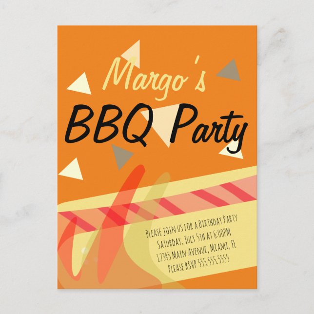 Hotdog Cookout BBQ Cumpleaños Party Invitación Pos (Anverso)