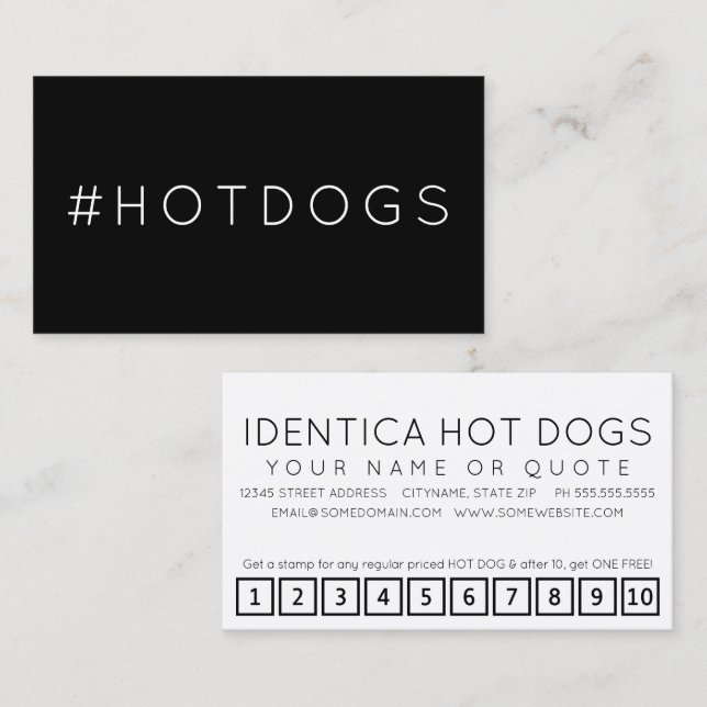 #HOTDOGS etiqueta tarjeta de puntuación de lealtad (Anverso / Reverso)