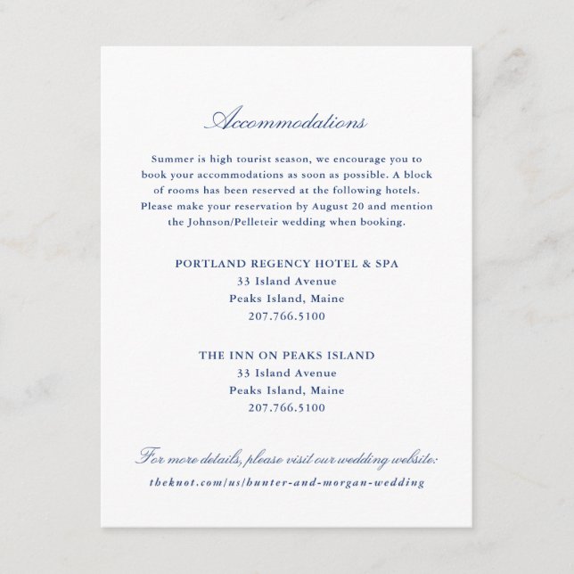 Hotel Alojamiento Insertar Tarjeta - Casco Bay - 2 (Anverso)