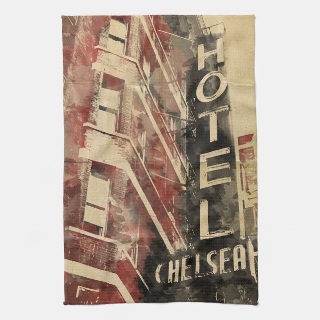 Hotel Chelsea Watercolor Art Kitchen Toalla (Vertical)