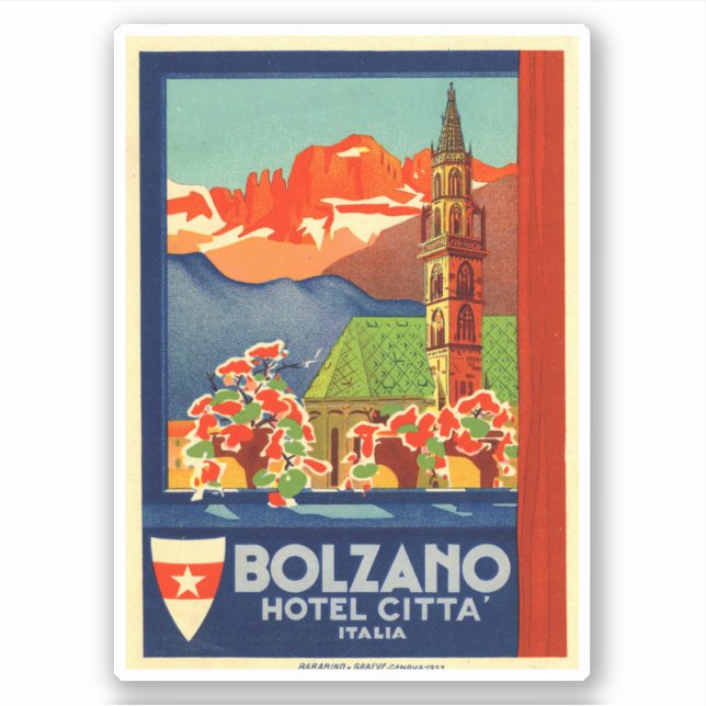 Hotel Citta Italia Bolzano Pegatina (Anverso)