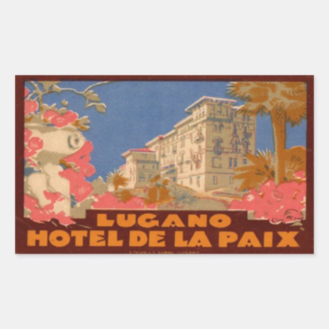 Hotel de la Paix Lugano Pegatina rectangular (Anverso)