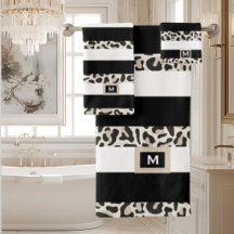 Hotel de lujo Monograma Negro Rosa Dorado Baño Bla
