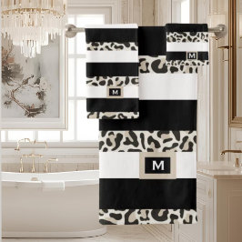 Hotel de lujo Monograma Negro Rosa Dorado Baño Bla
