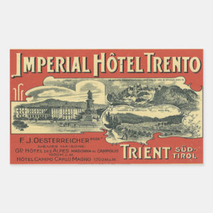Hotel Imperial Trento Pegatina rectangular
