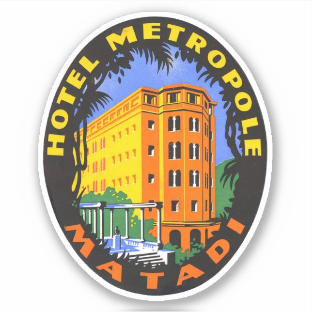 Hotel Metropole Matadi Africa Pegatina (Anverso)