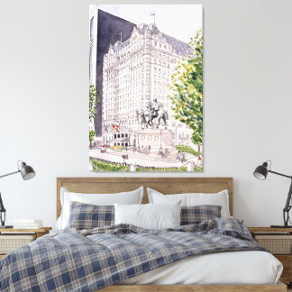 Hotel Plaza NYC Acuarela en Marco de Lienzo